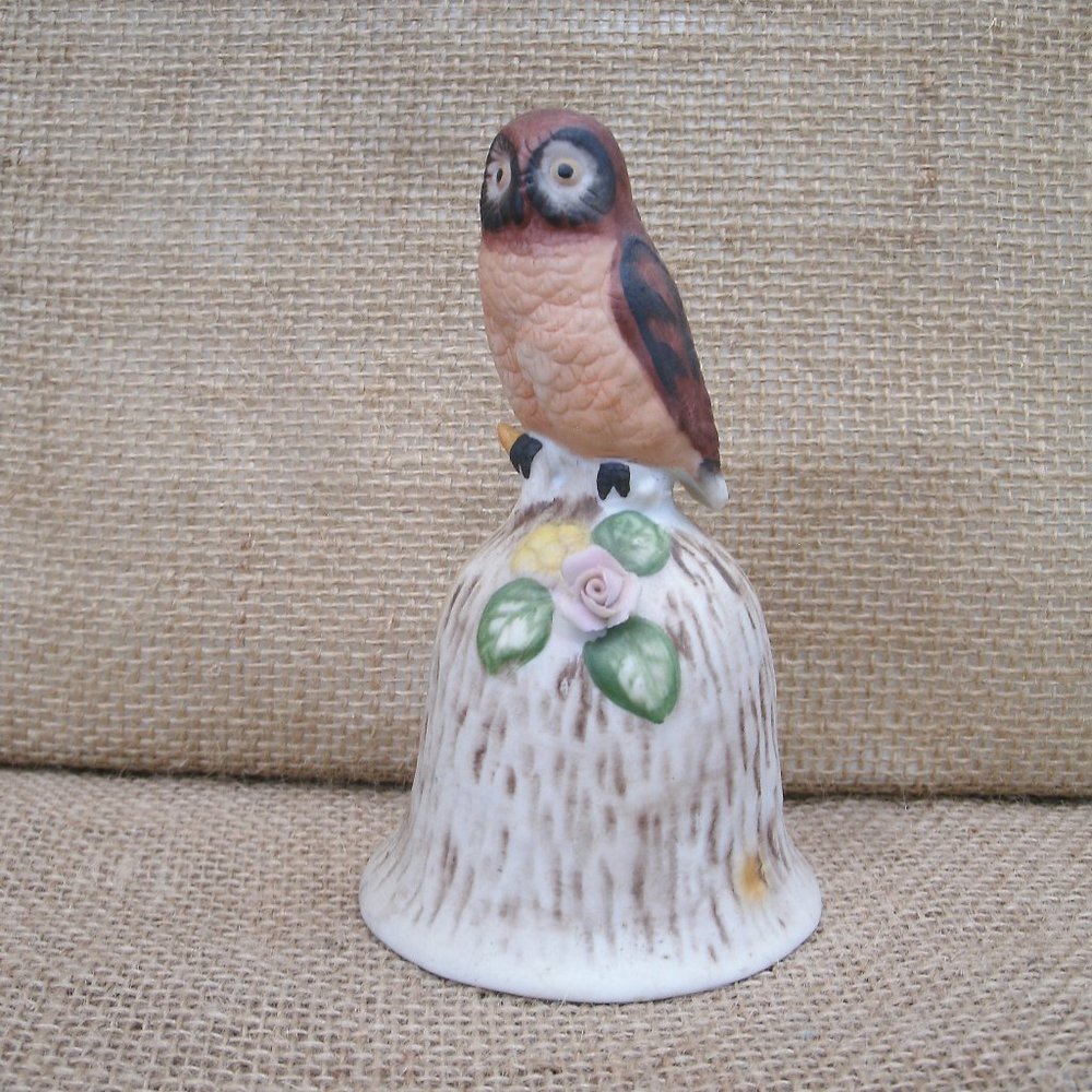 Vintage Jasco Owl Porcelain Bell